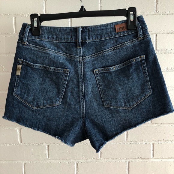 Paige High Rise Raw Edge Jean Shorts, Size 27 - Picture 2 of 4